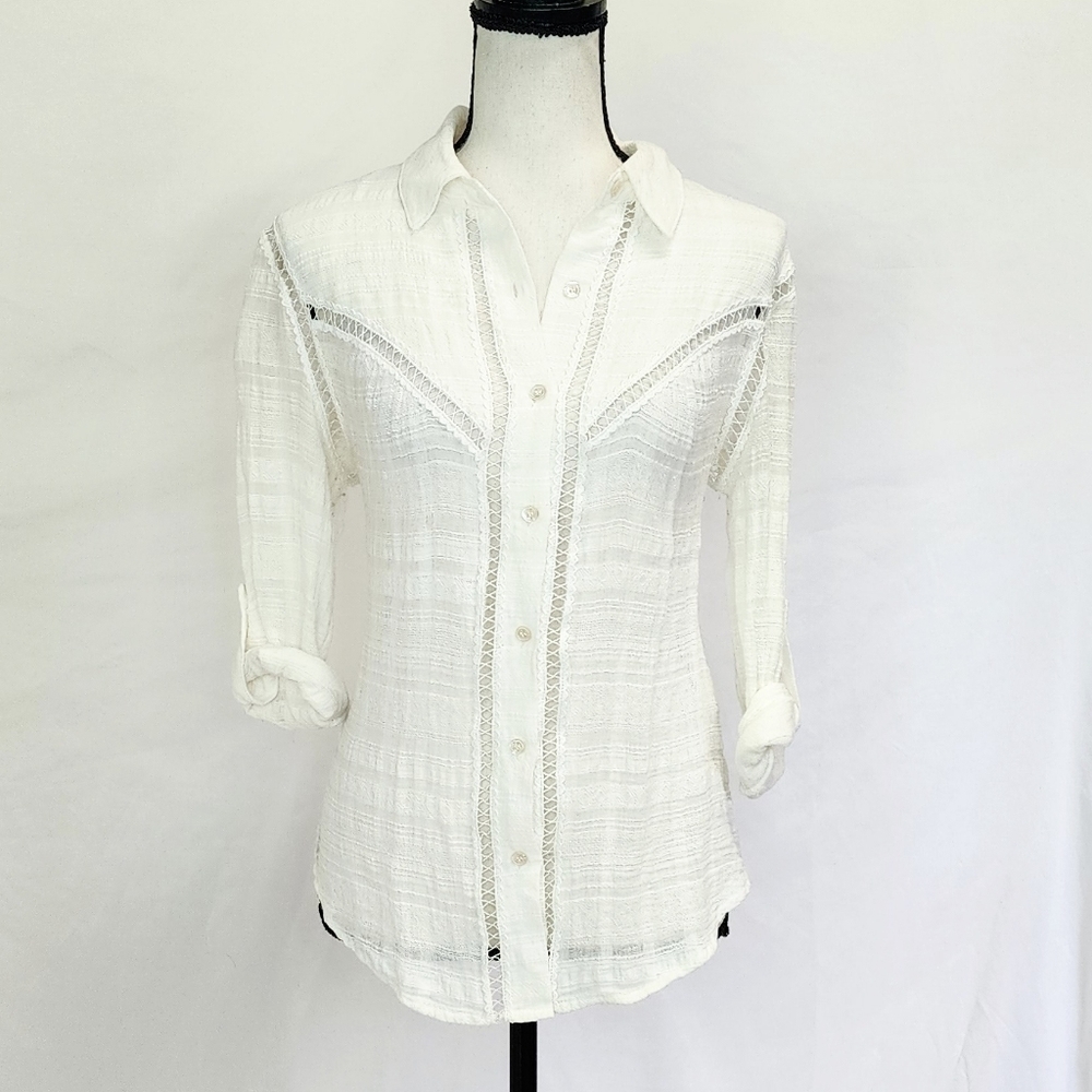 Chelsea & Violet Western Knit Button Down Rolled Sleeve Top